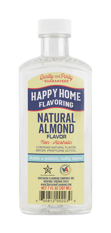 Happy Home Natural Almond Flavoring, Non-Alcoholic, Certified Kosher, 7 oz.